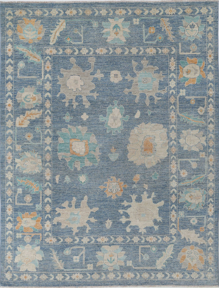 Hand Knotted Oushak Wool Rug 8' 0" x 10' 4" - No. AT90211