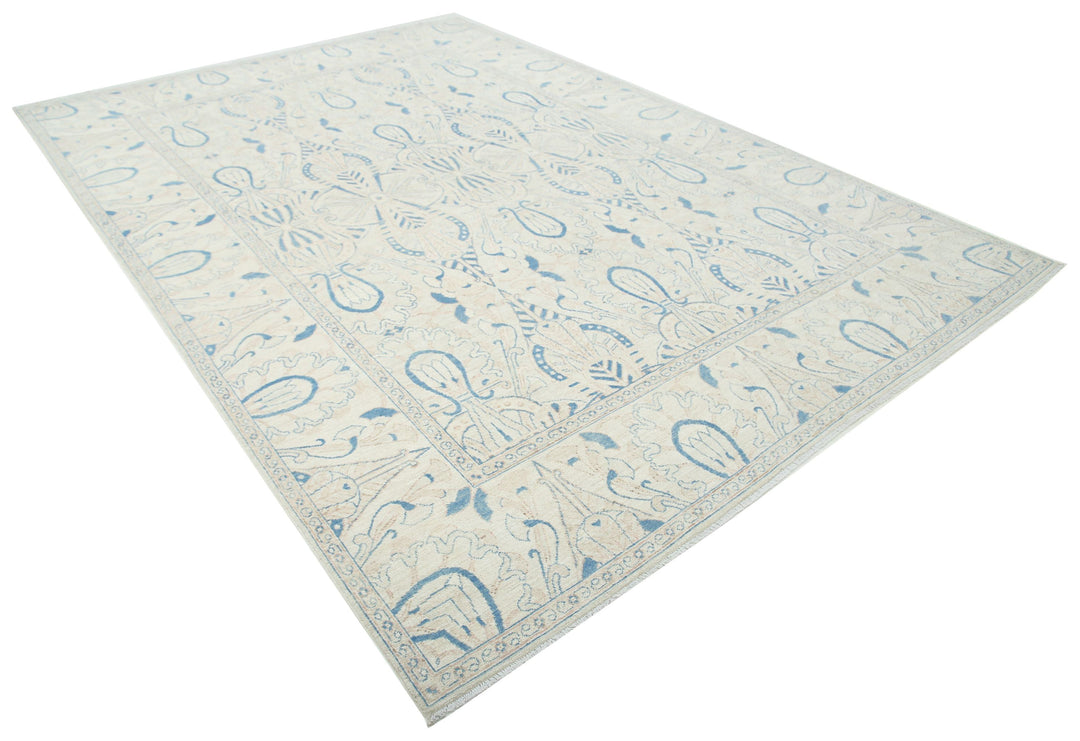 Hand Knotted Oushak Wool Rug 8' 8" x 12' 0" - No. AT19673