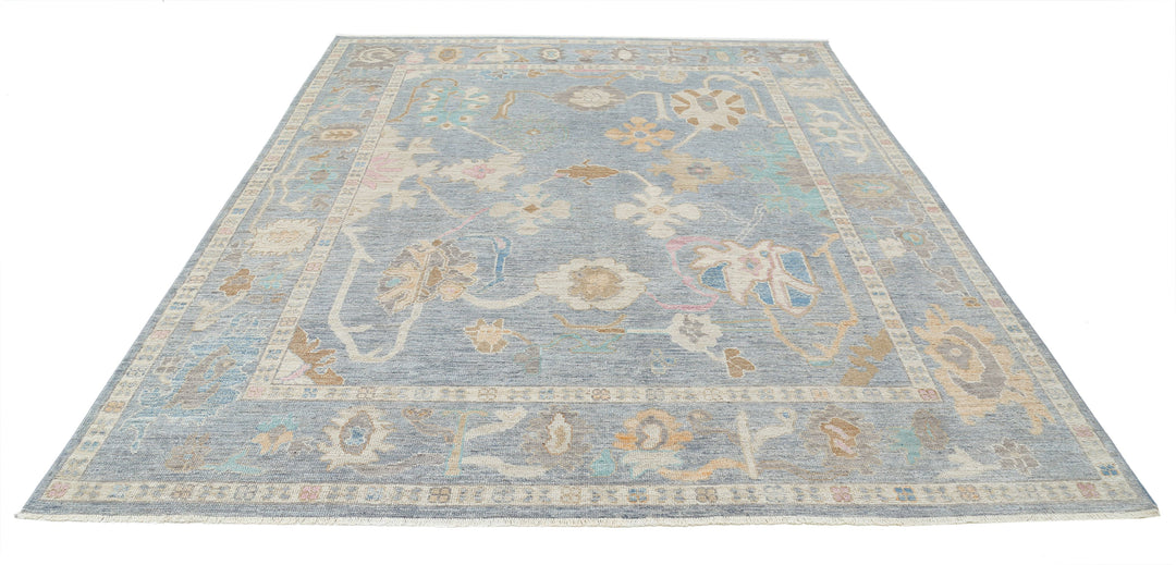 Hand Knotted Oushak Wool Rug 7' 10" x 10' 1" - No. AT65487