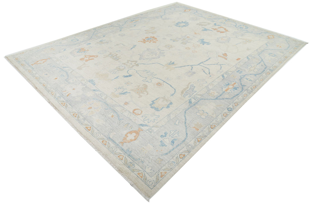 Hand Knotted Oushak Wool Rug 9' 0" x 11' 11" - No. AT22674