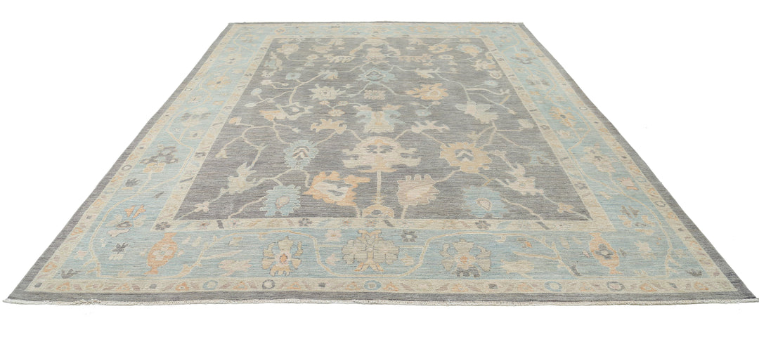 Hand Knotted Oushak Wool Rug 9' 9" x 12' 11" - No. AT78911