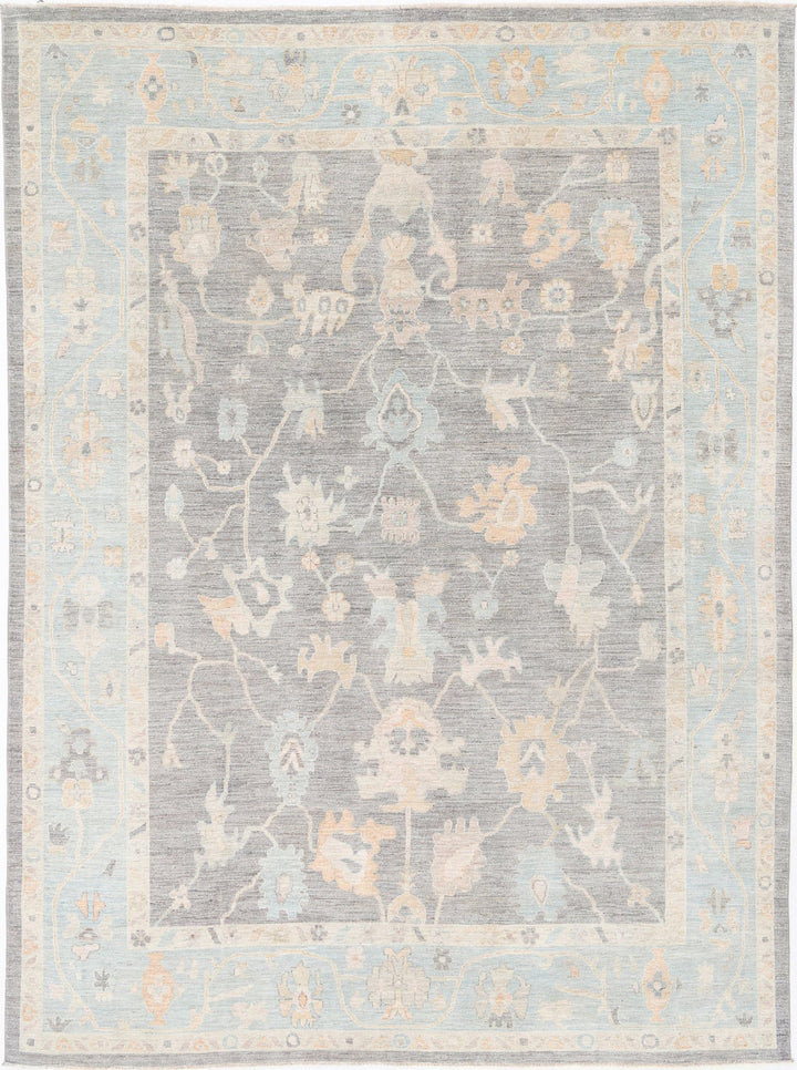 Hand Knotted Oushak Wool Rug 9' 9" x 12' 11" - No. AT78911