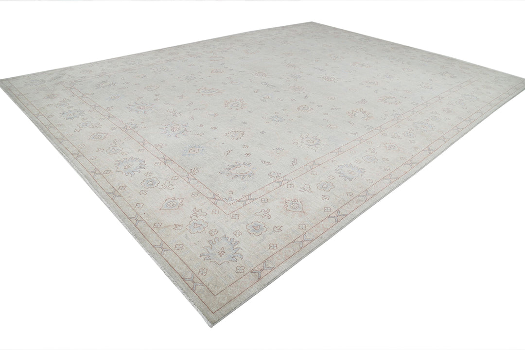 Hand Knotted Oushak Wool Rug 12' 9" x 17' 7" - No. AT75537