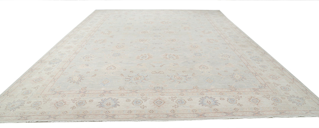 Hand Knotted Oushak Wool Rug 12' 9" x 17' 7" - No. AT75537