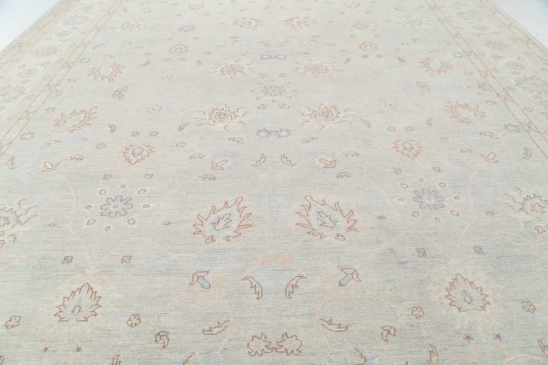 Hand Knotted Oushak Wool Rug 12' 9" x 17' 7" - No. AT75537