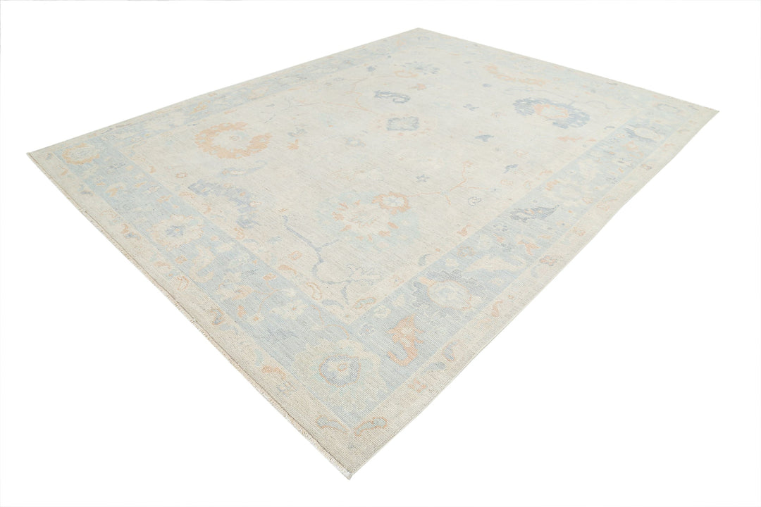 Hand Knotted Oushak Wool Rug 9' 3" x 11' 11" - No. AT69287
