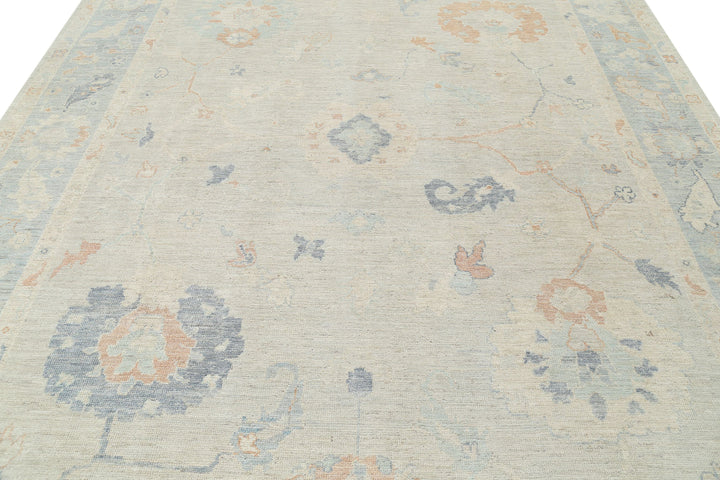 Hand Knotted Oushak Wool Rug 9' 3" x 11' 11" - No. AT69287