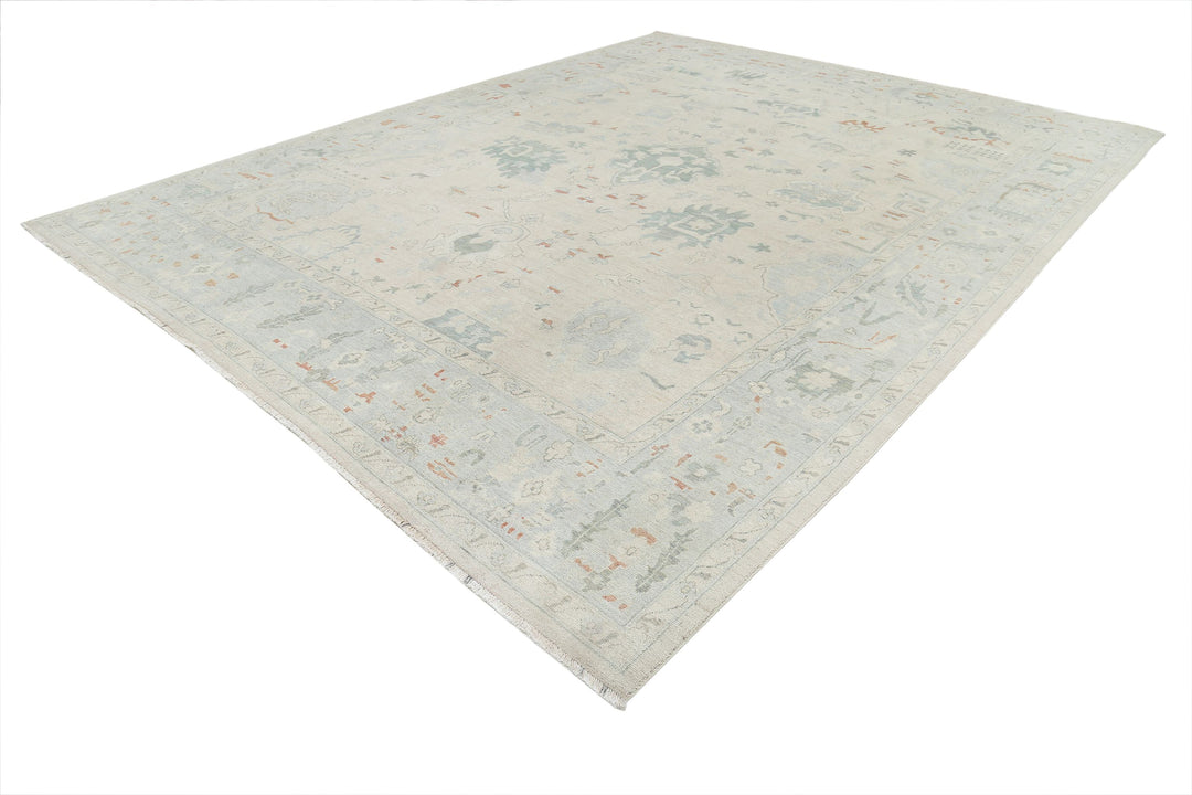 Hand Knotted Oushak Wool Rug 11' 8" x 14' 10" - No. AT83012