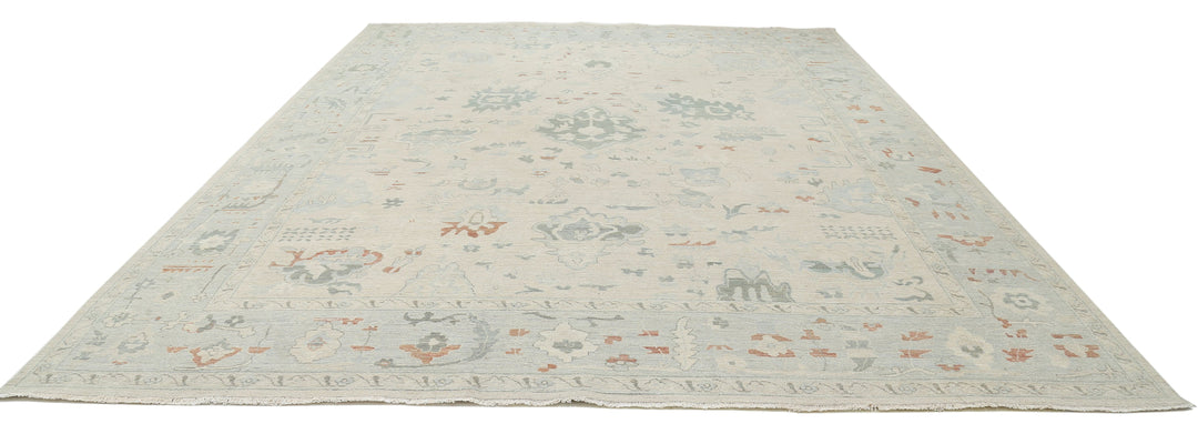 Hand Knotted Oushak Wool Rug 11' 8" x 14' 10" - No. AT83012
