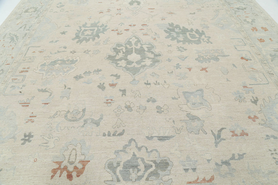 Hand Knotted Oushak Wool Rug 11' 8" x 14' 10" - No. AT83012