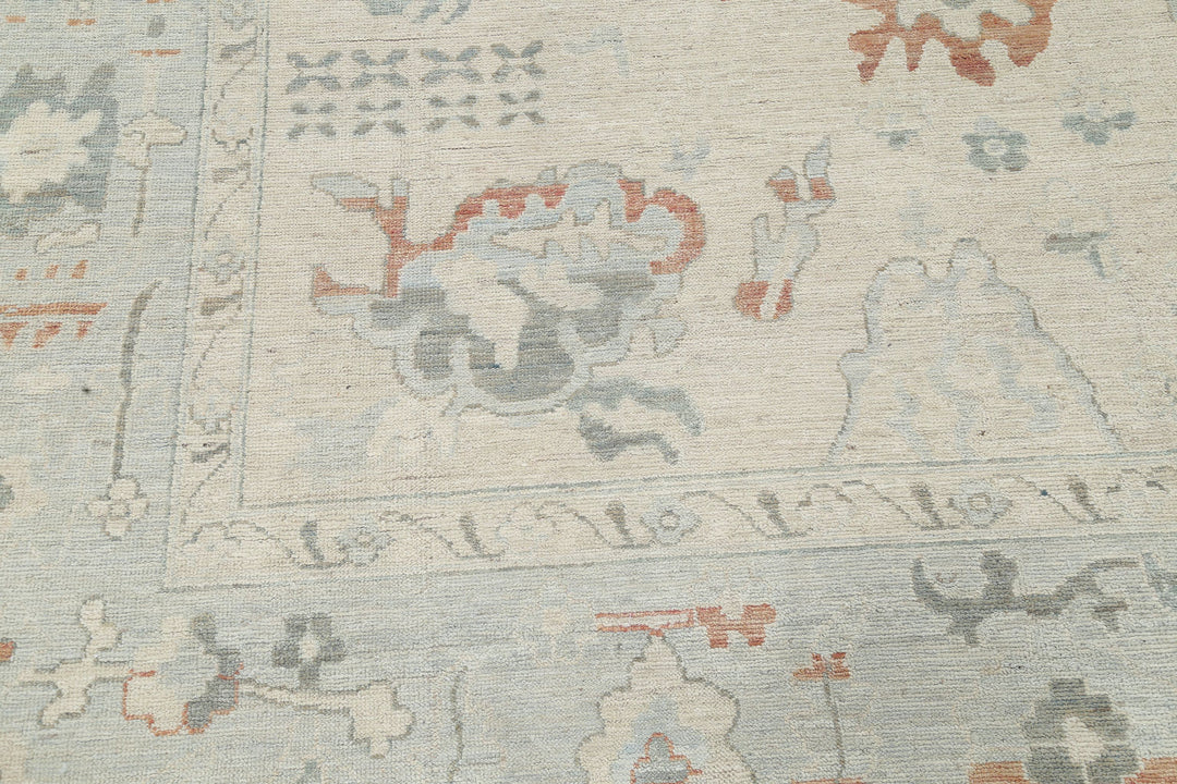 Hand Knotted Oushak Wool Rug 11' 8" x 14' 10" - No. AT83012