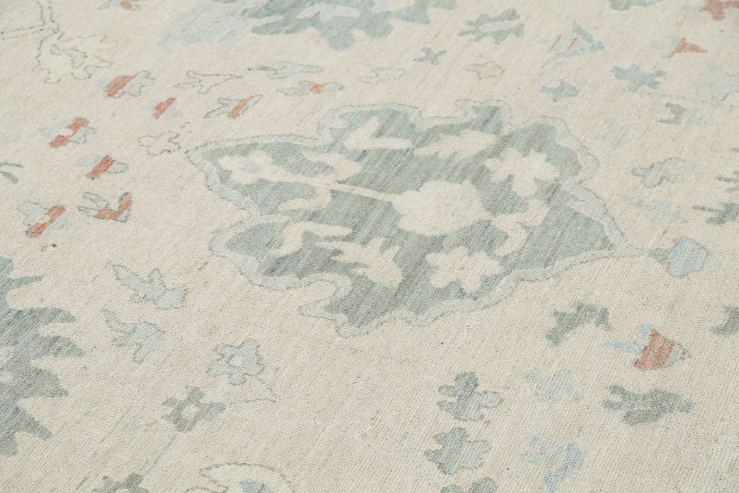 Hand Knotted Oushak Wool Rug 11' 8" x 14' 10" - No. AT83012