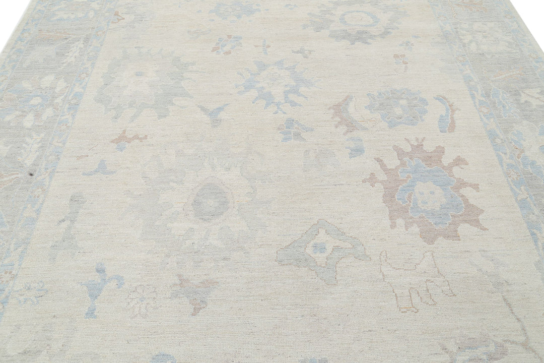 Hand Knotted Oushak Wool Rug 8' 2" x 9' 11" - No. AT48675