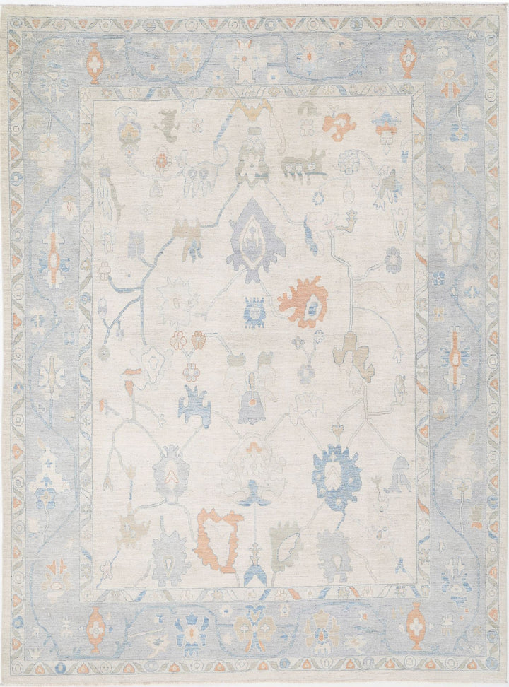 Hand Knotted Oushak Wool Rug 10' 0" x 13' 5" - No. AT64229