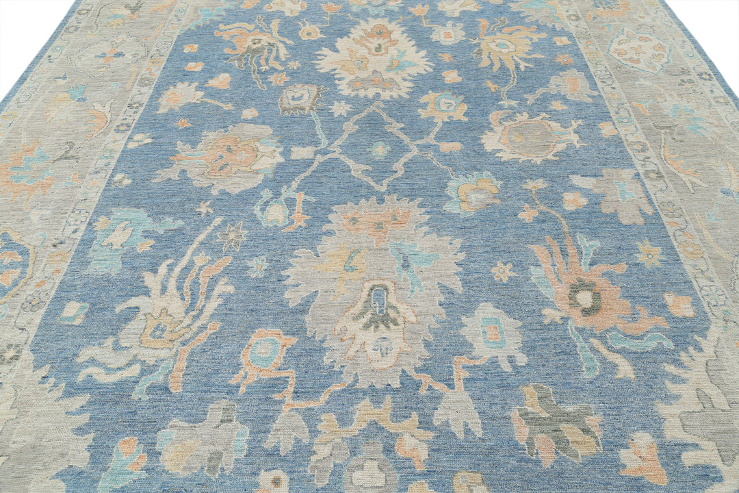 Hand Knotted Oushak Wool Rug 9' 10" x 13' 6" - No. AT62560