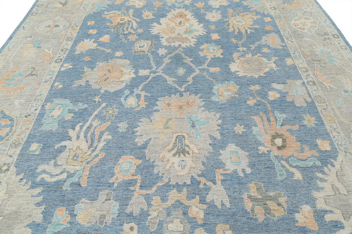 Hand Knotted Oushak Wool Rug 9' 10" x 13' 6" - No. AT62560