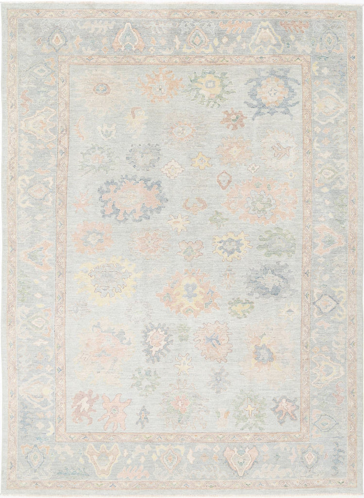Hand Knotted Oushak Wool Rug 9' 11" x 13' 7" - No. AT25101