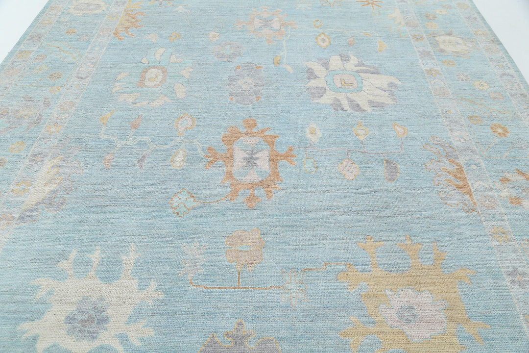 Hand Knotted Oushak Wool Rug 8' 11" x 12' 3" - No. AT74172