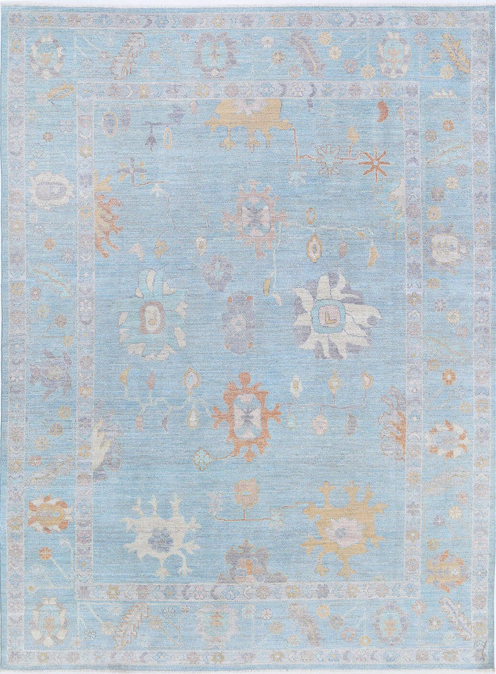 Hand Knotted Oushak Wool Rug 8' 11" x 12' 3" - No. AT74172