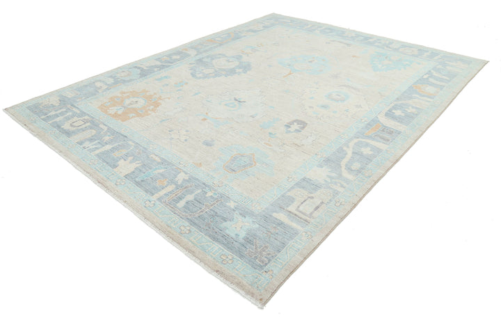 Hand Knotted Oushak Wool Rug 9' 0" x 11' 9" - No. AT58356