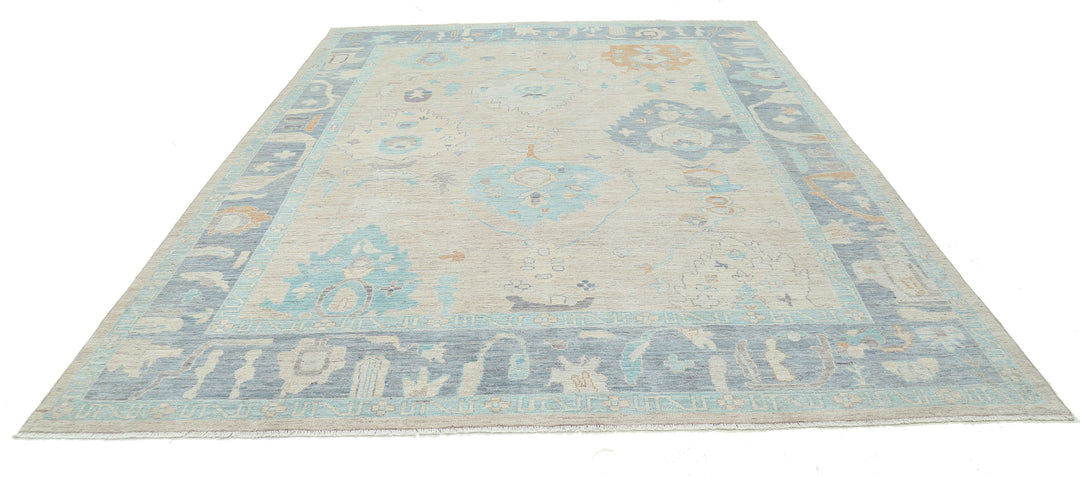 Hand Knotted Oushak Wool Rug 9' 0" x 11' 9" - No. AT58356