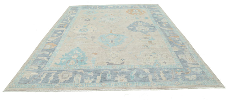 Hand Knotted Oushak Wool Rug 9' 0" x 11' 9" - No. AT58356