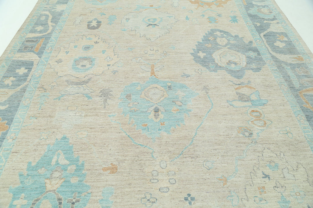 Hand Knotted Oushak Wool Rug 9' 0" x 11' 9" - No. AT58356
