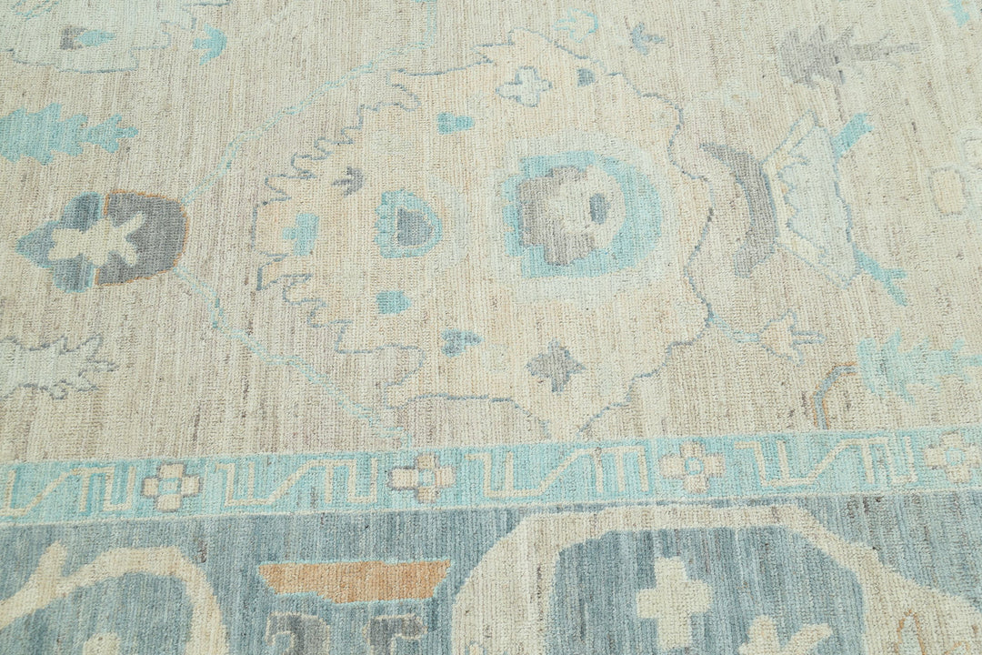 Hand Knotted Oushak Wool Rug 9' 0" x 11' 9" - No. AT58356