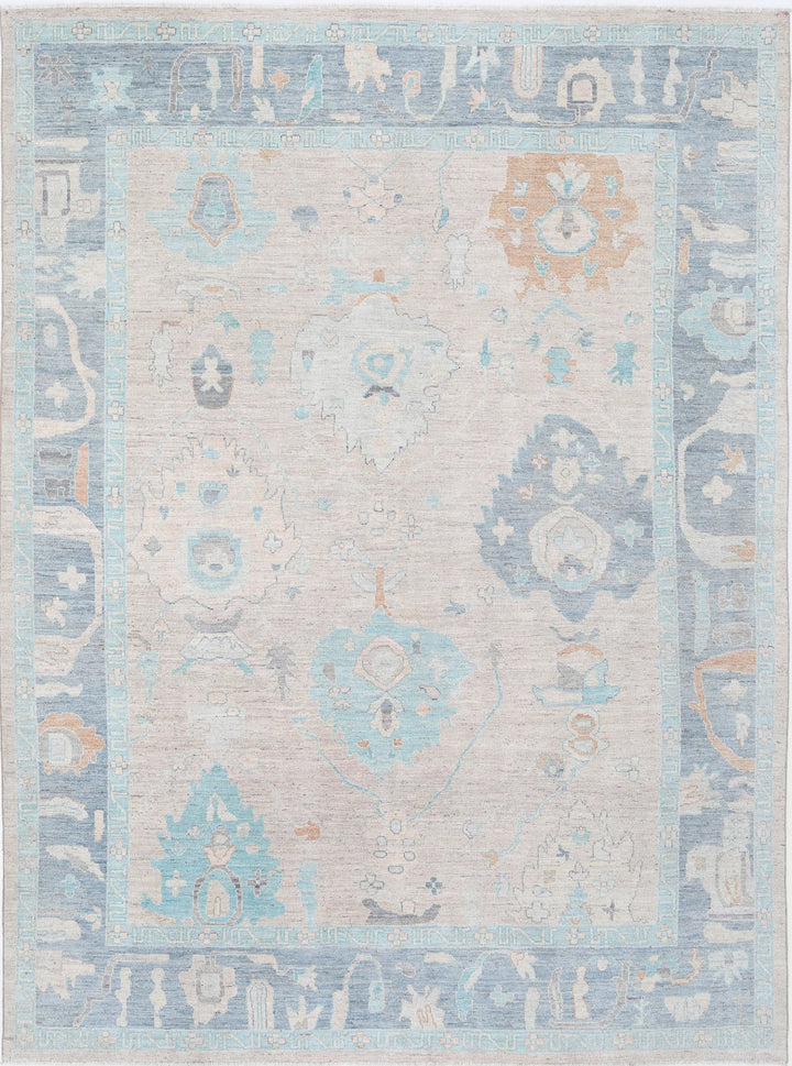 Hand Knotted Oushak Wool Rug 9' 0" x 11' 9" - No. AT58356