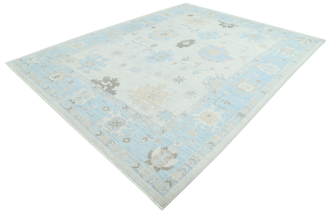 Hand Knotted Oushak Wool Rug 9' 4" x 12' 2" - No. AT90157