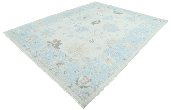 Hand Knotted Oushak Wool Rug 9' 4" x 12' 2" - No. AT90157