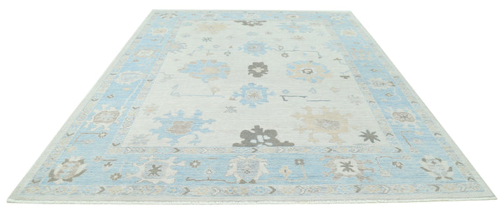 Hand Knotted Oushak Wool Rug 9' 4" x 12' 2" - No. AT90157