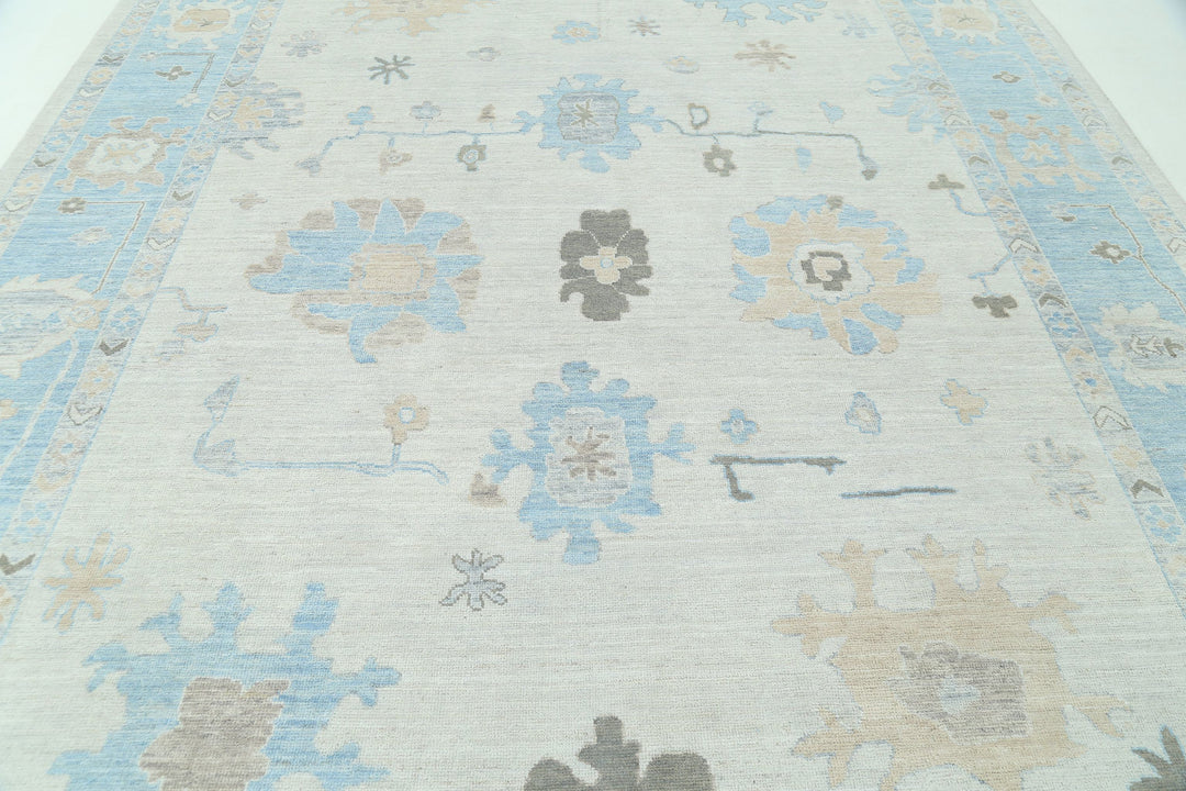 Hand Knotted Oushak Wool Rug 9' 4" x 12' 2" - No. AT90157