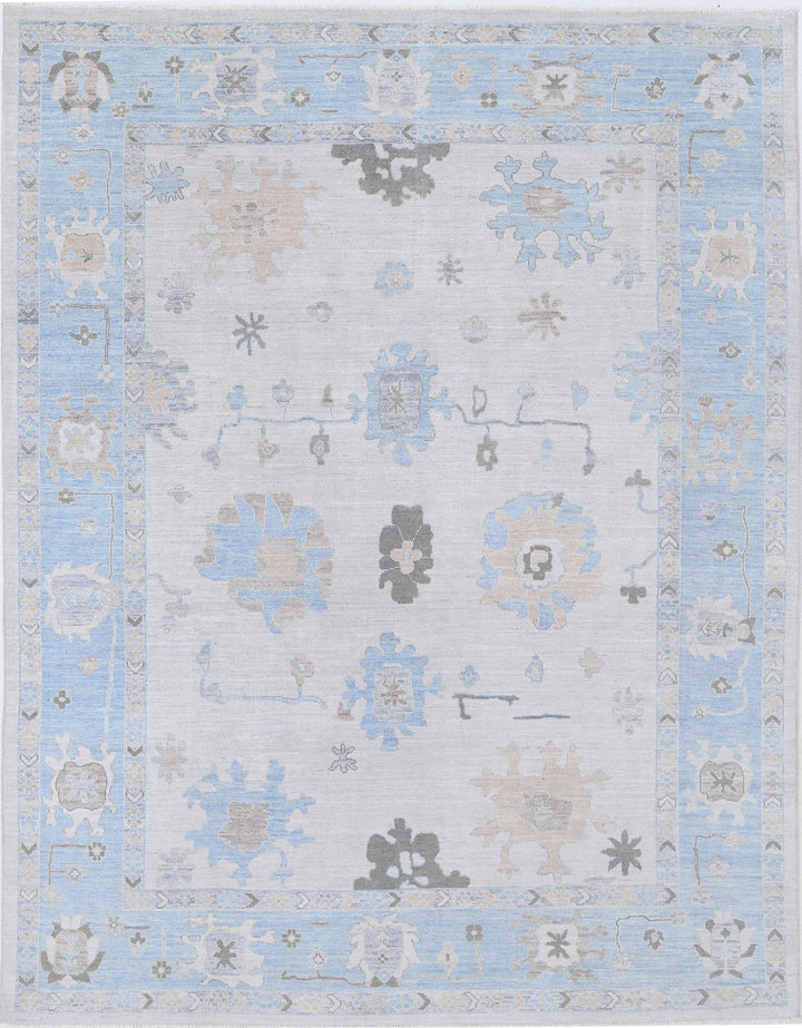 Hand Knotted Oushak Wool Rug 9' 4" x 12' 2" - No. AT90157