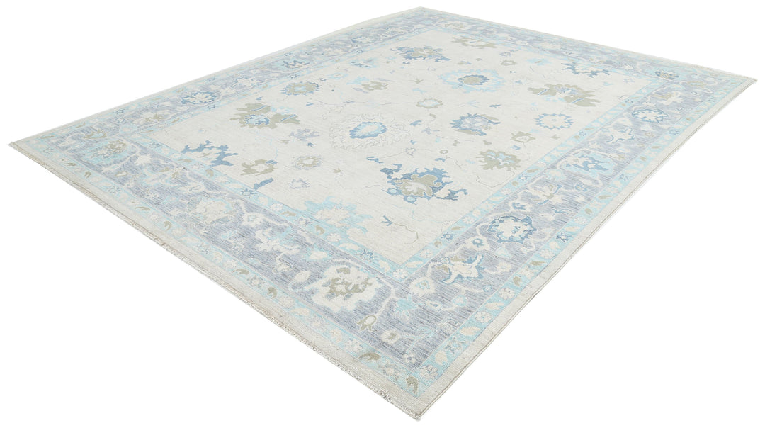 Hand Knotted Oushak Wool Rug 9' 1" x 11' 9" - No. AT14028