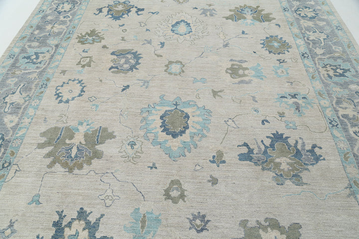 Hand Knotted Oushak Wool Rug 9' 1" x 11' 9" - No. AT14028