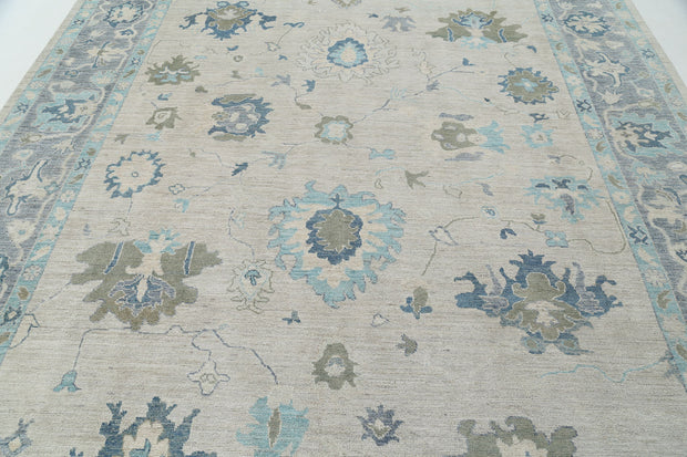 Hand Knotted Oushak Wool Rug 9' 1" x 11' 9" - No. AT14028