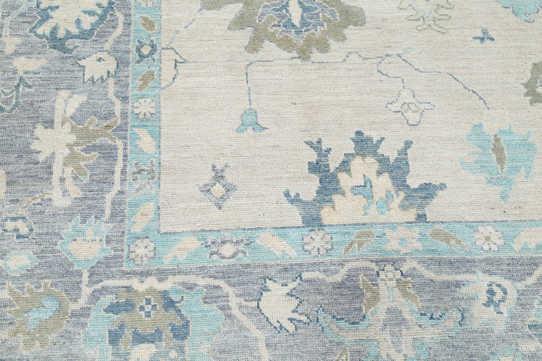 Hand Knotted Oushak Wool Rug 9' 1" x 11' 9" - No. AT14028