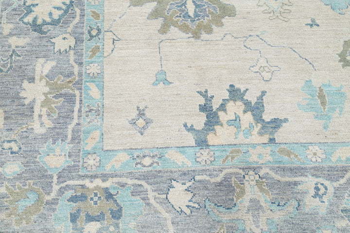 Hand Knotted Oushak Wool Rug 9' 1" x 11' 9" - No. AT14028