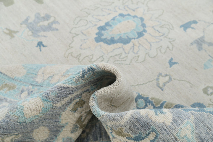Hand Knotted Oushak Wool Rug 9' 1" x 11' 9" - No. AT14028