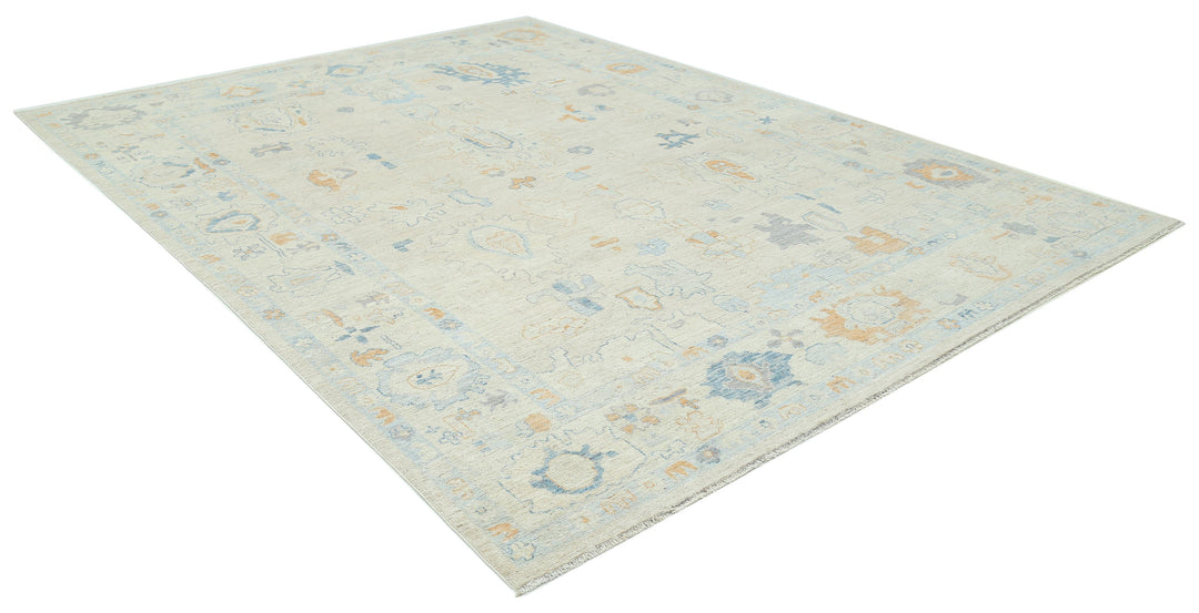 Hand Knotted Oushak Wool Rug 8' 11" x 11' 9" - No. AT44450
