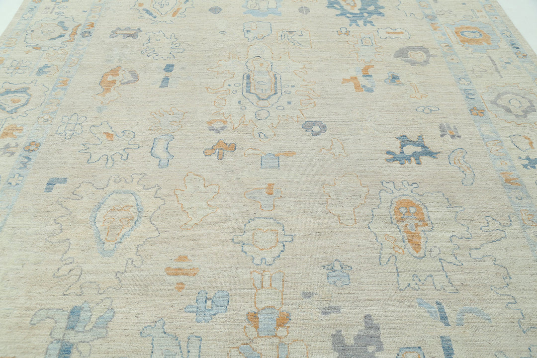 Hand Knotted Oushak Wool Rug 8' 11" x 11' 9" - No. AT44450