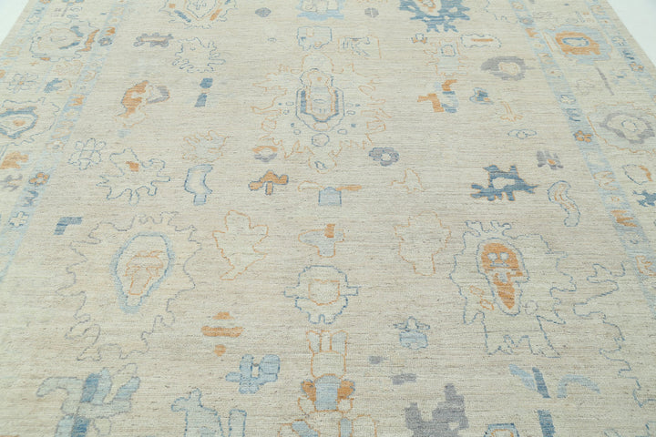 Hand Knotted Oushak Wool Rug 8' 11" x 11' 9" - No. AT44450