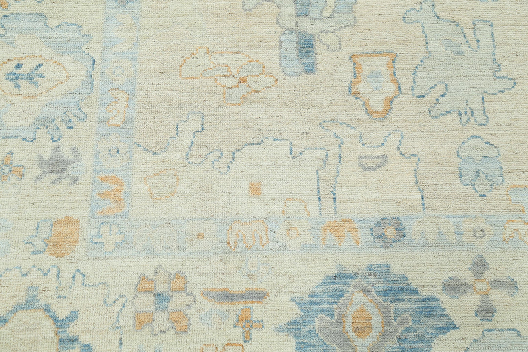 Hand Knotted Oushak Wool Rug 8' 11" x 11' 9" - No. AT44450