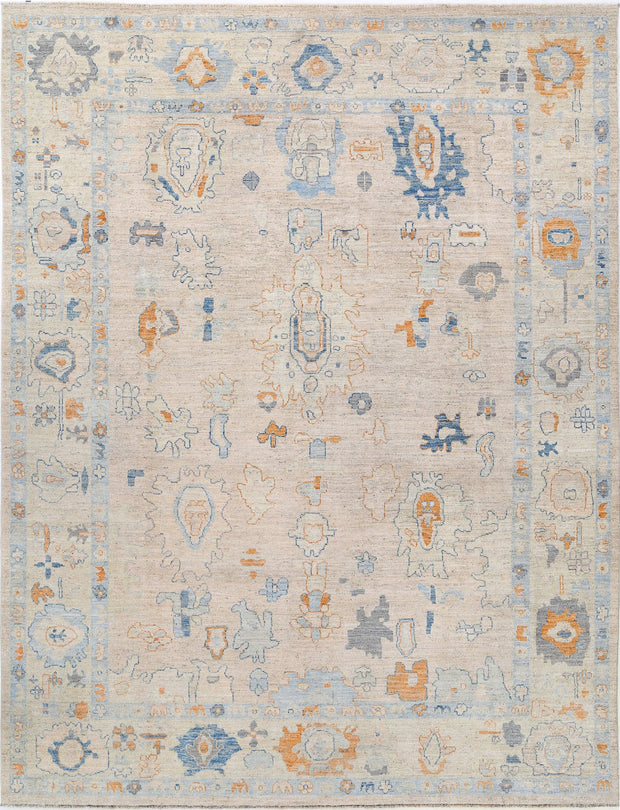 Hand Knotted Oushak Wool Rug 8' 11" x 11' 9" - No. AT44450
