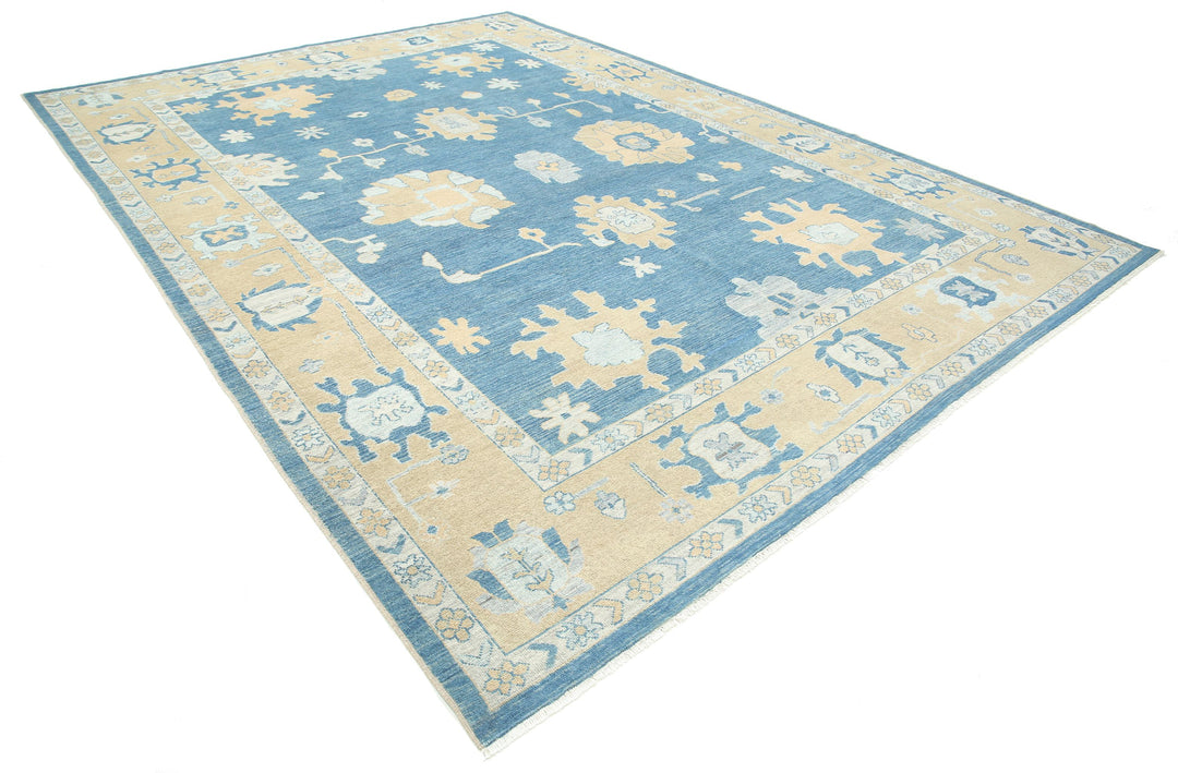 Hand Knotted Oushak Wool Rug 9' 10" x 13' 8" - No. AT49636