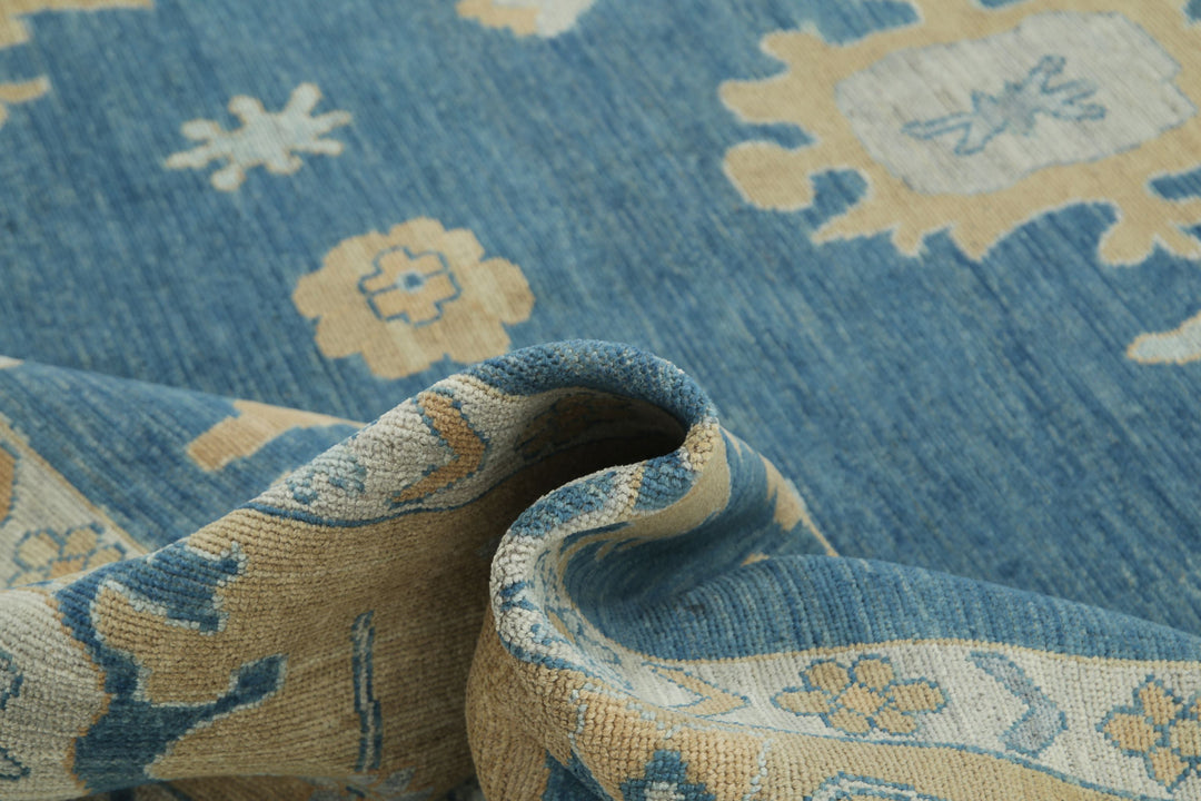 Hand Knotted Oushak Wool Rug 9' 10" x 13' 8" - No. AT49636