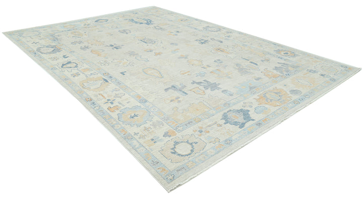 Hand Knotted Oushak Wool Rug 9' 11" x 13' 9" - No. AT21571