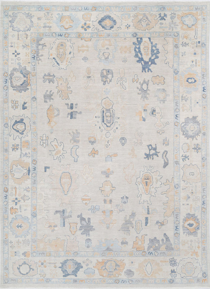 Hand Knotted Oushak Wool Rug 9' 11" x 13' 9" - No. AT21571