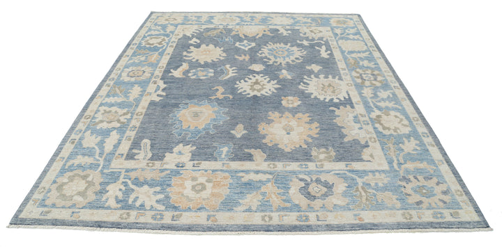 Hand Knotted Oushak Wool Rug 8' 0" x 9' 10" - No. AT61468